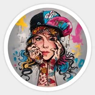 Graffiti Girl with cap Sticker